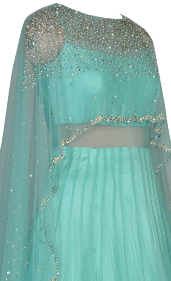Ice Blue Cape Gown