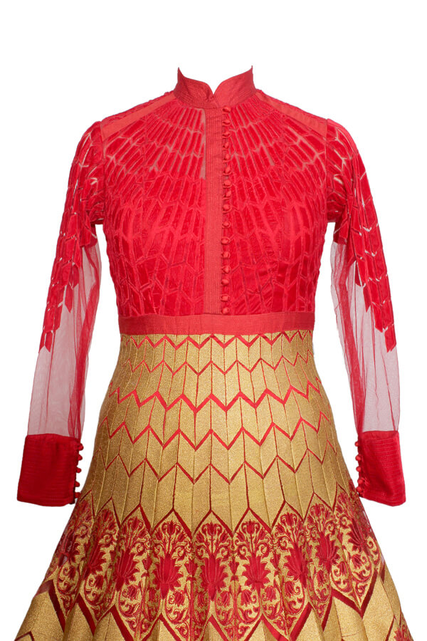 Red Gold Anarkali Suit